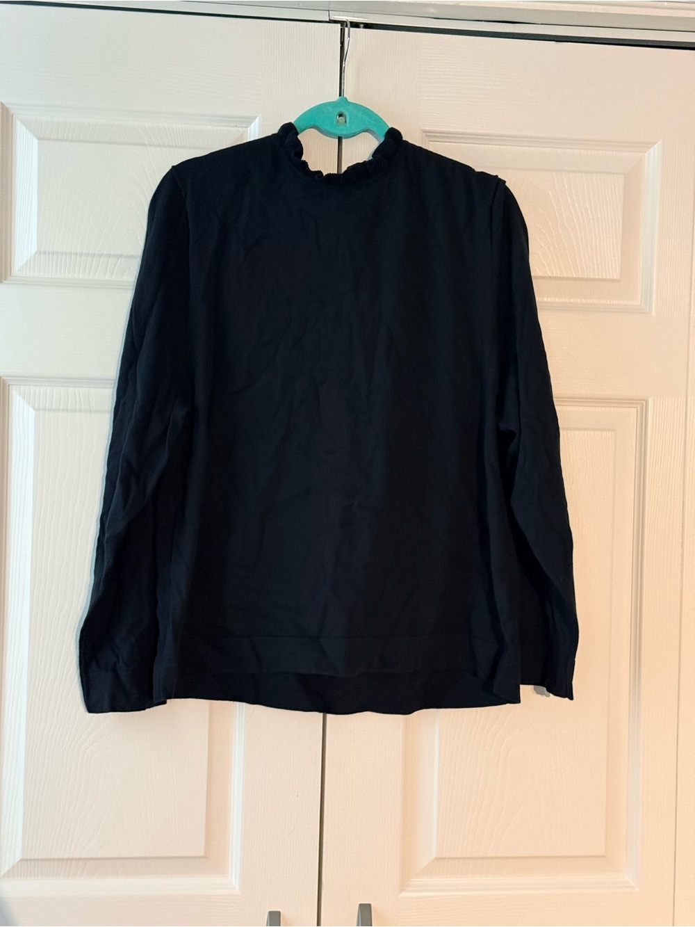 NWT J. Crew Black Ruffle Neck Sweater